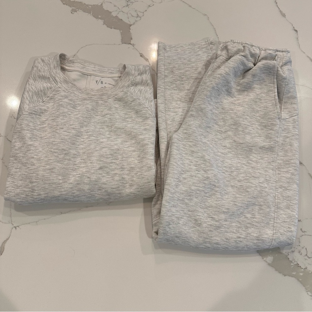 T/S by Thrive Societe Gray Modal Track Suit Set Women M Long Sleeve Loungewear